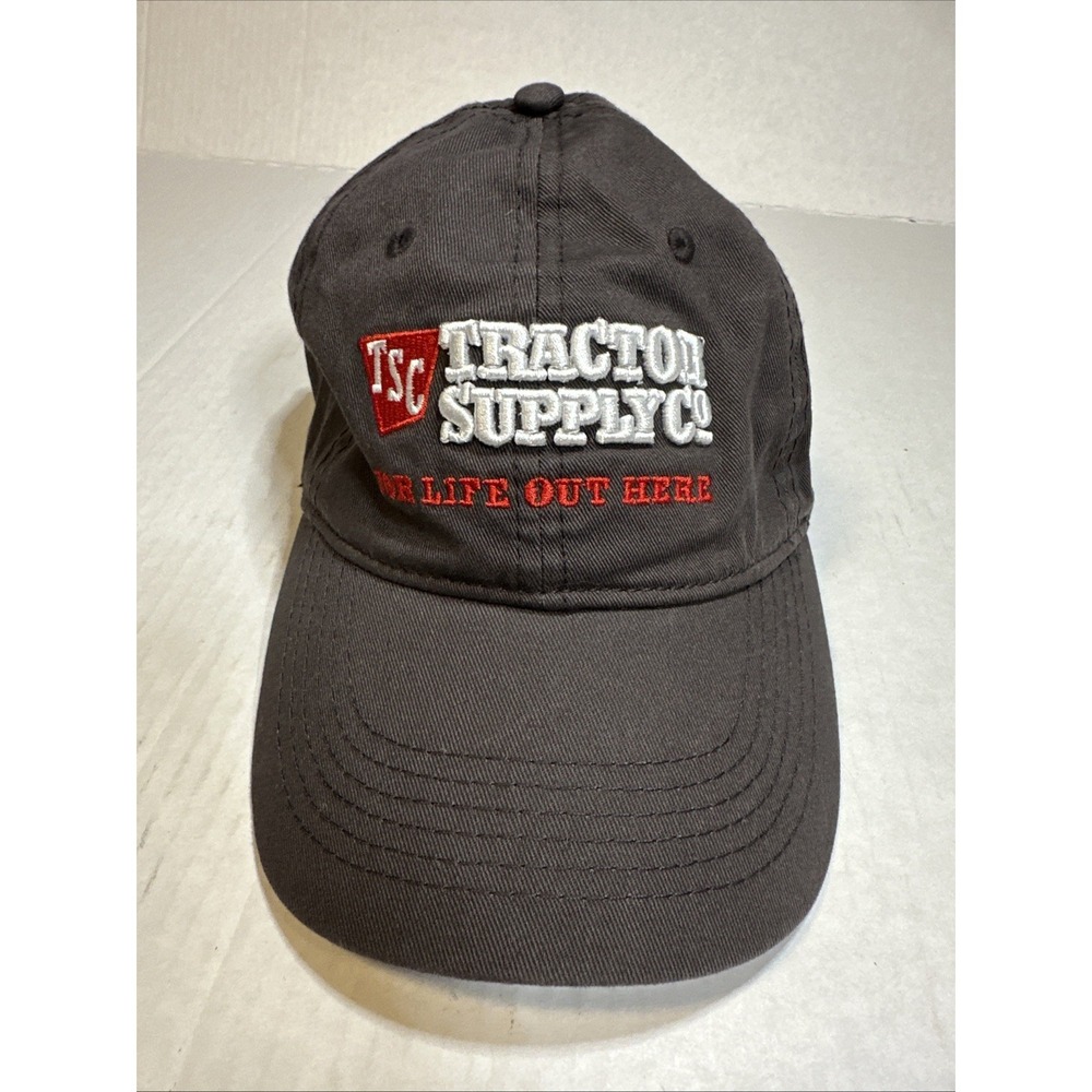 Tractor Supply Co For Life Out Here Gray Logo Baseball Dad Hat Cap